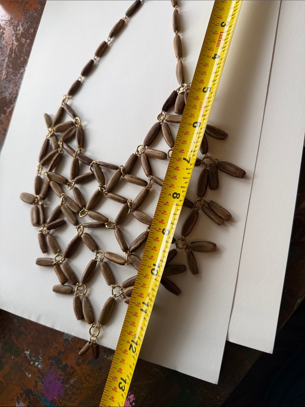Wooden Bead Bib Necklace - Brown - Picture 6 of 6